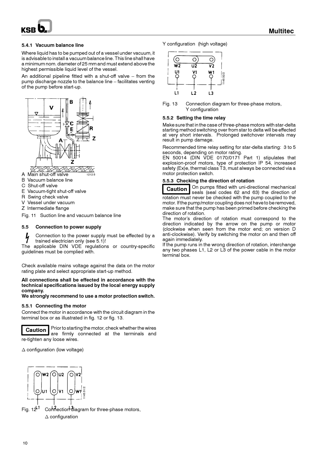 Multitech 1777.8/7-10 G3 operating instructions Vacuum balance line, Connection to power supply, Setting the time relay 