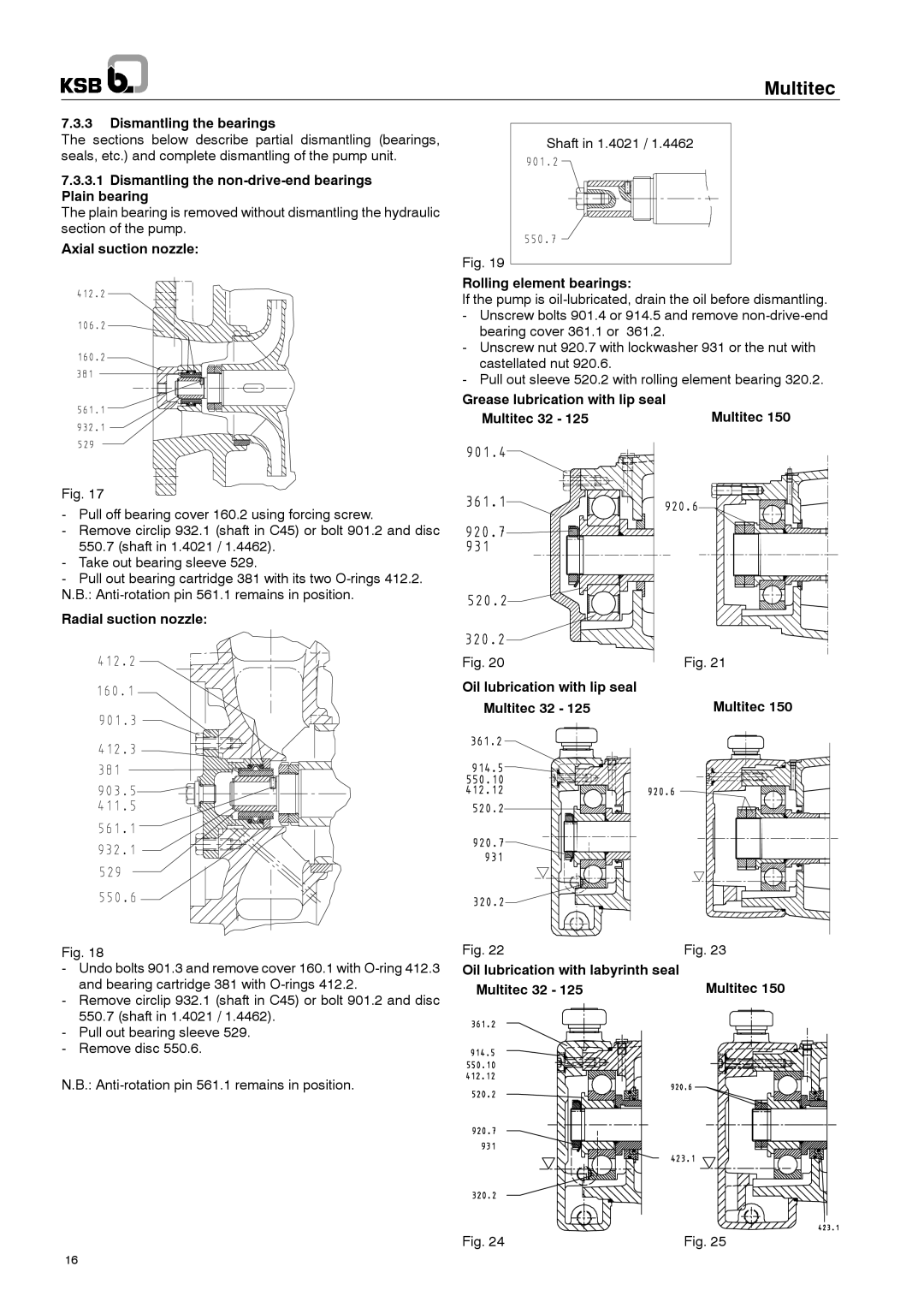 Multitech 1777.8/7-10 G3 Dismantling the bearings, Dismantling the non-drive-end bearings Plain bearing 