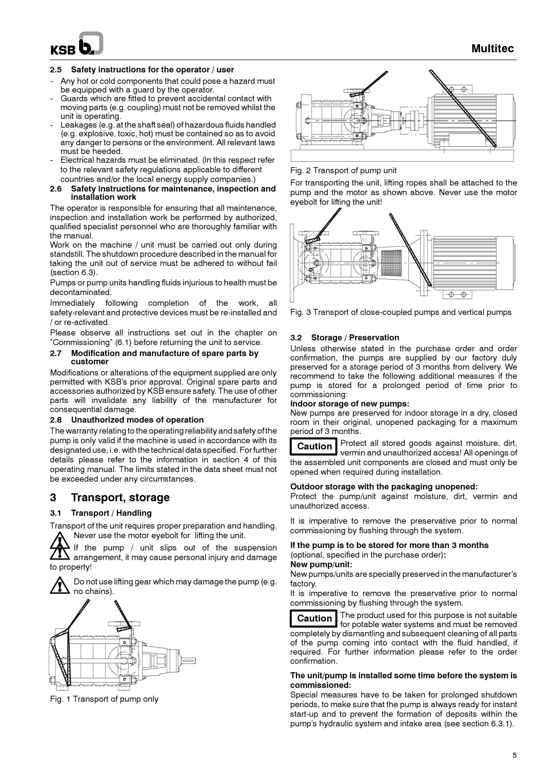 Multitech 1777.8/7-10 G3 operating instructions Multitec, Transport, storage 