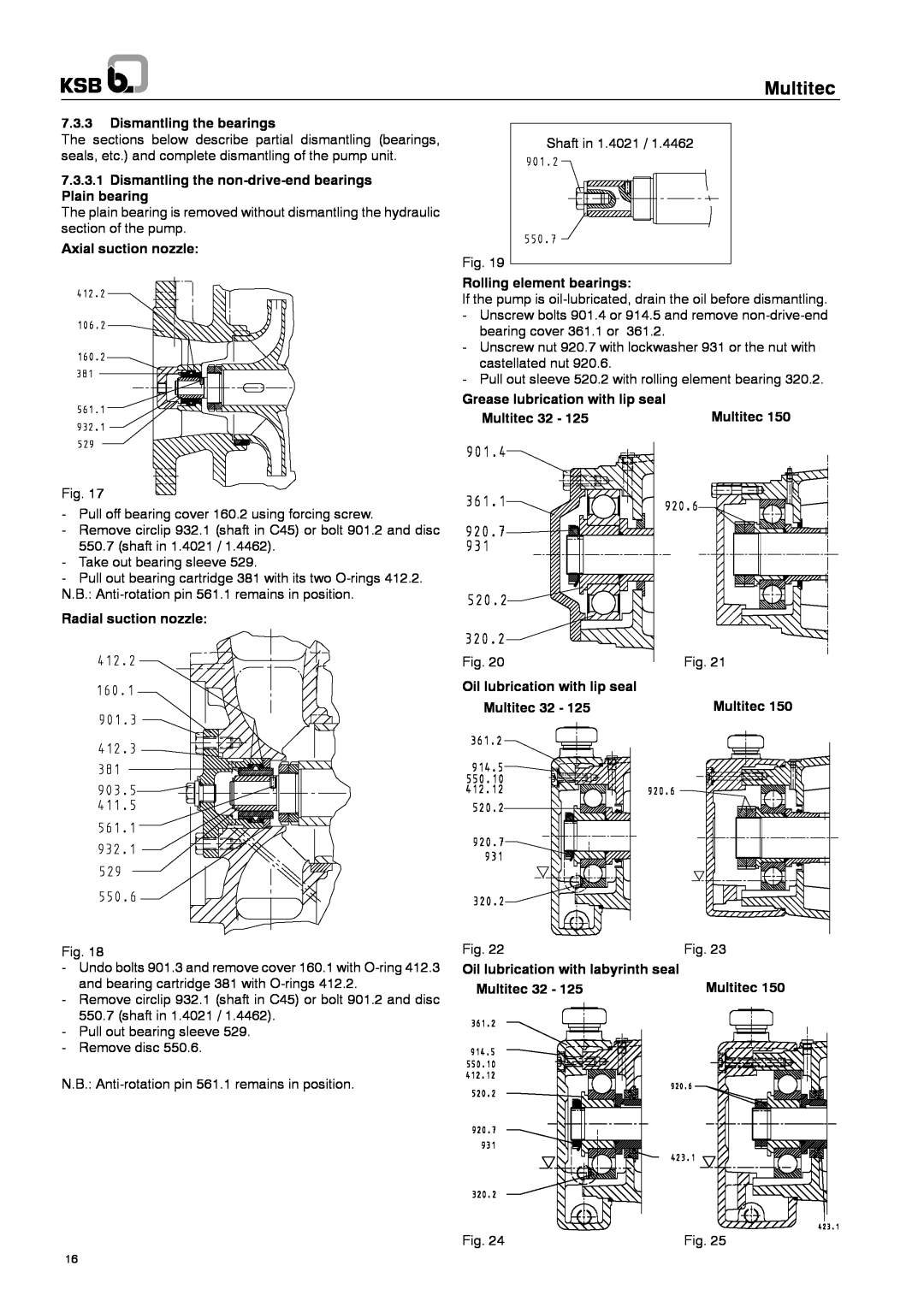 Multitech 1777.8/7-10 G3 operating instructions Multitec, 7.3.3Dismantling the bearings 