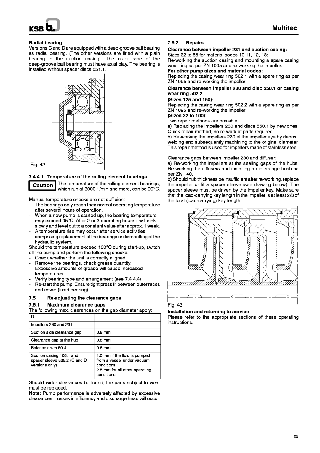 Multitech 1777.8/7-10 G3 operating instructions Multitec, Radial bearing 