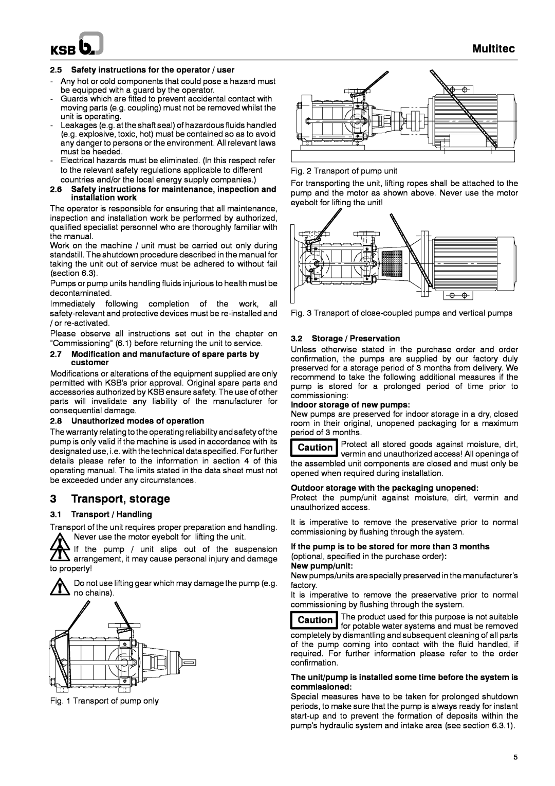 Multitech 1777.8/7-10 G3 operating instructions 3Transport, storage, Multitec 