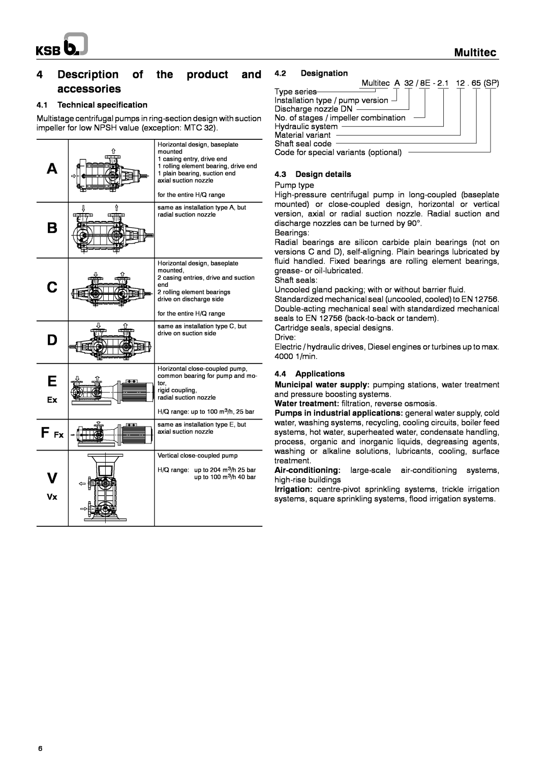 Multitech 1777.8/7-10 G3 operating instructions Description, product, accessories, F Fx, Multitec 