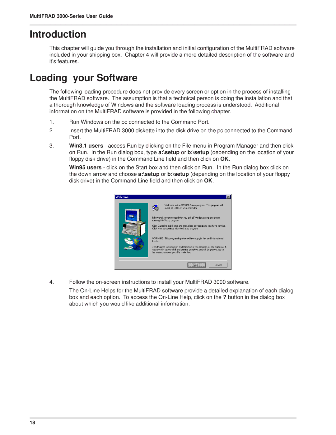 Multitech FR3060, 3100 manual Introduction, Loading your Software 