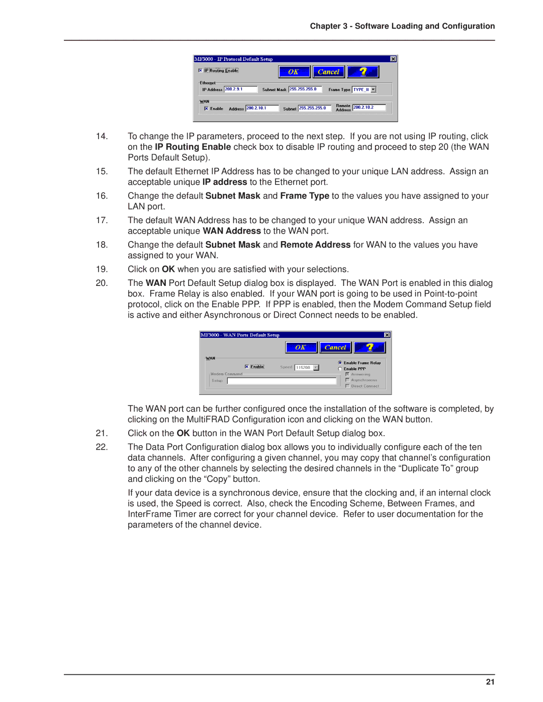 Multitech 3100, FR3060 manual Software Loading and Configuration 