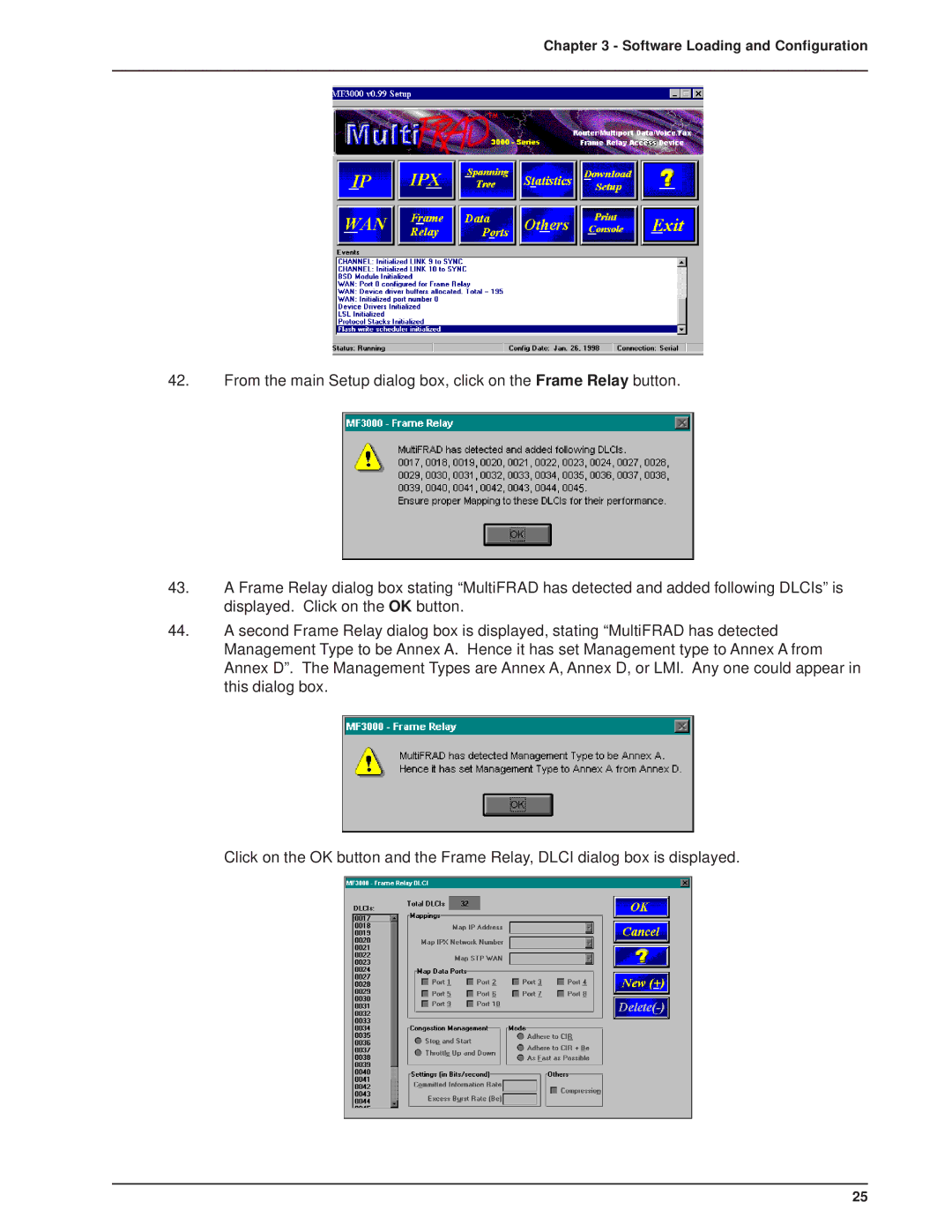 Multitech 3100, FR3060 manual Software Loading and Configuration 