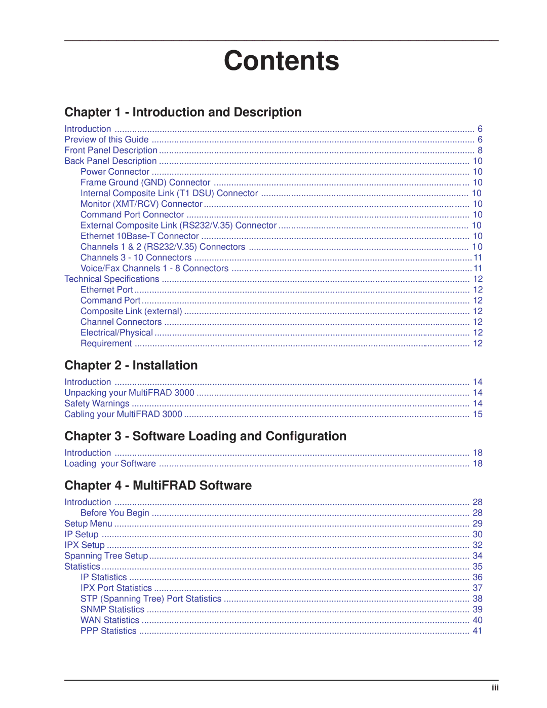 Multitech 3100, FR3060 manual Contents 