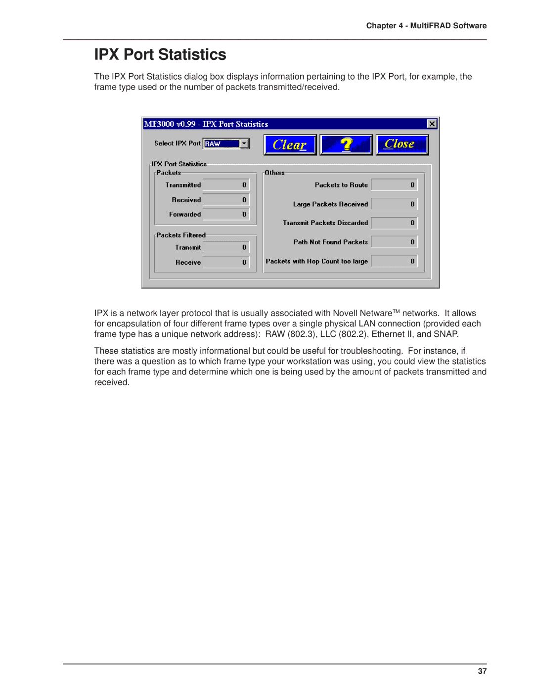 Multitech 3100, FR3060 manual IPX Port Statistics 