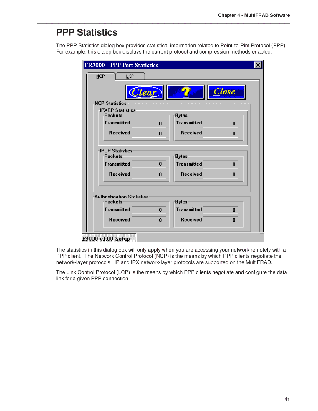 Multitech 3100, FR3060 manual PPP Statistics 