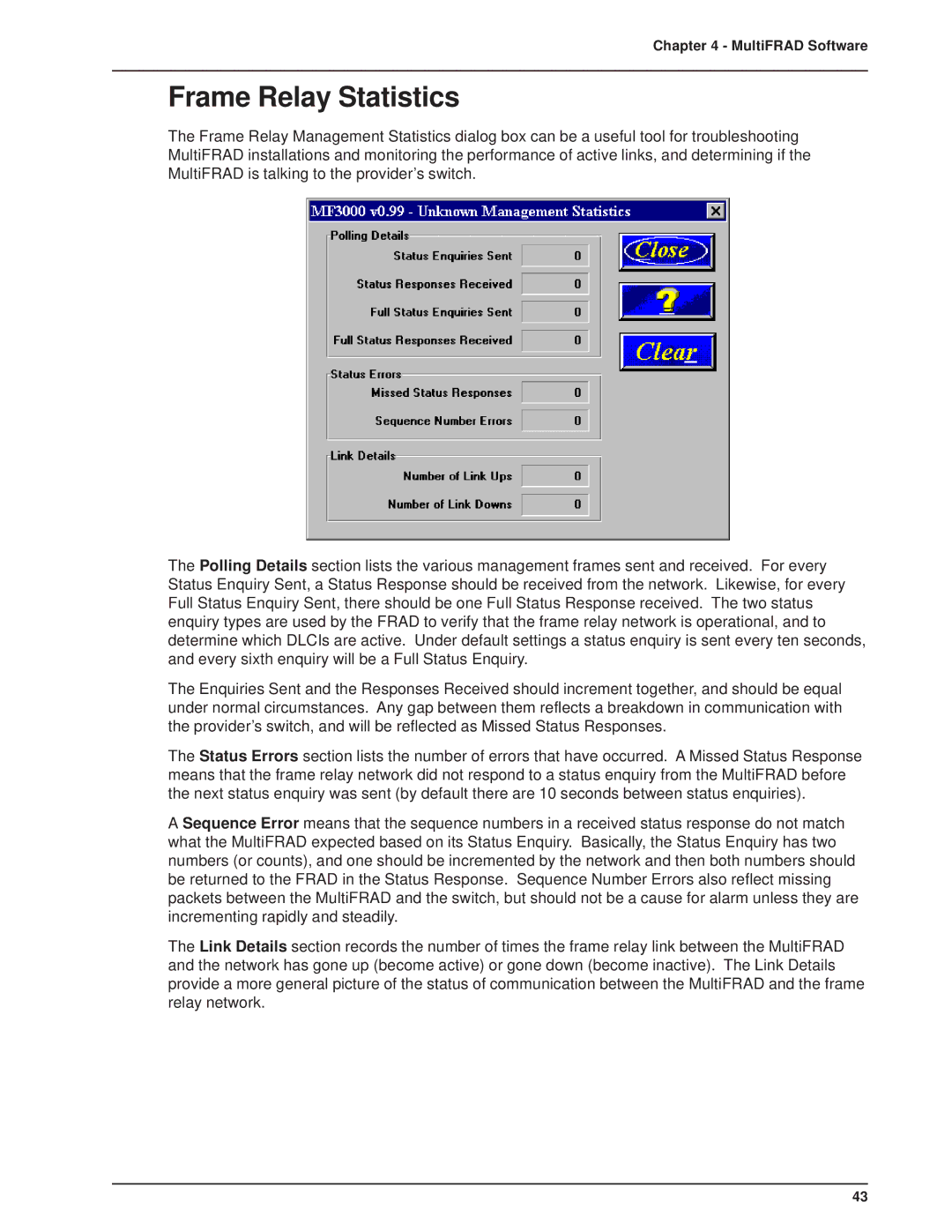 Multitech 3100, FR3060 manual Frame Relay Statistics 