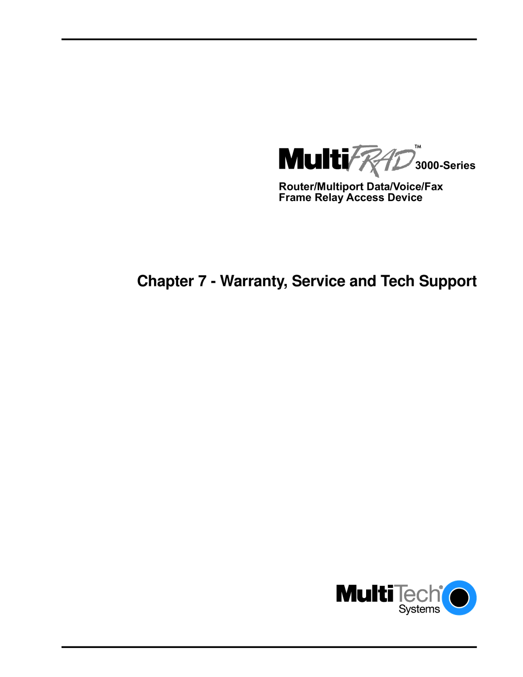 Multitech 3100, FR3060 manual Warranty, Service and Tech Support 