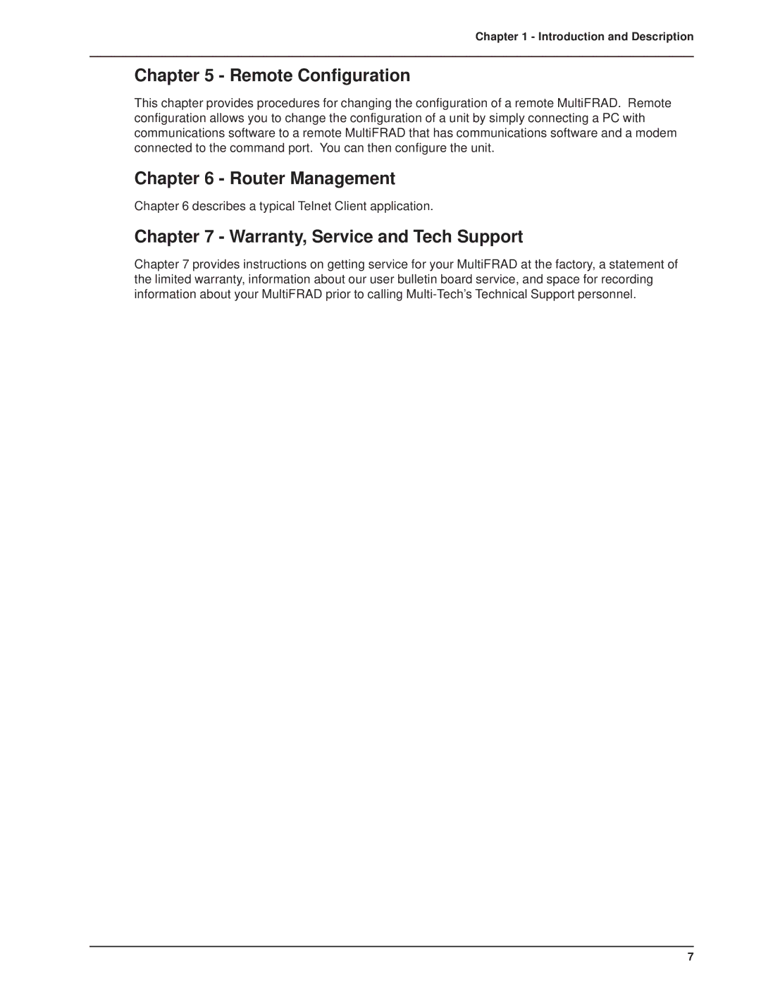 Multitech 3100, FR3060 manual Router Management 