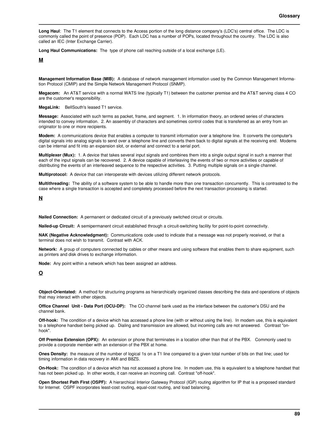 Multitech 3100, FR3060 manual Glossary 