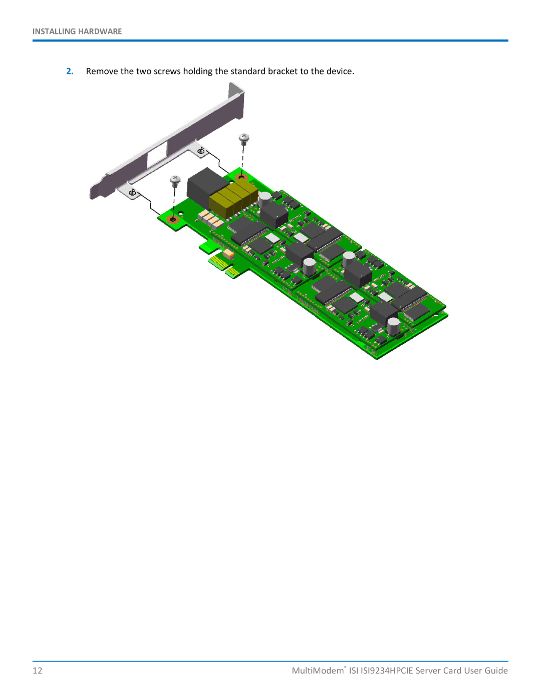 Multitech manual MultiModem ISI ISI9234HPCIE Server Card User Guide 