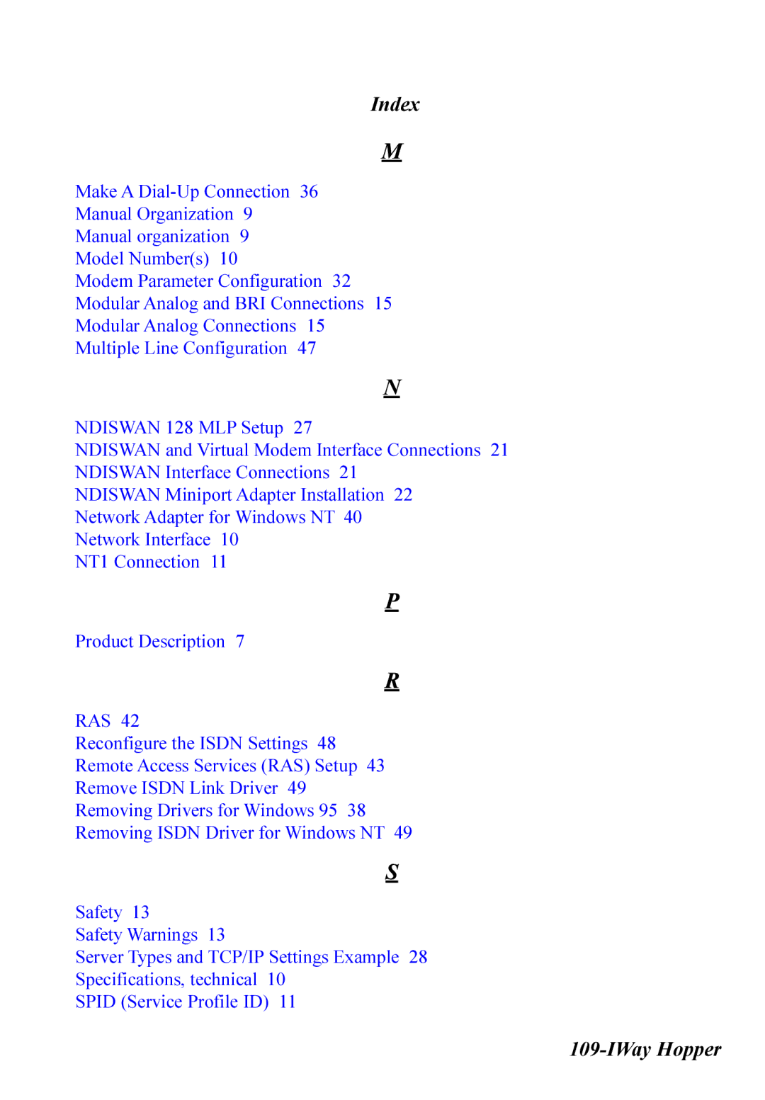 Multitech MT128ISA-SV, MT128ISA-SD, MT128ISA-UV, MT128ISA-UD manual Index 