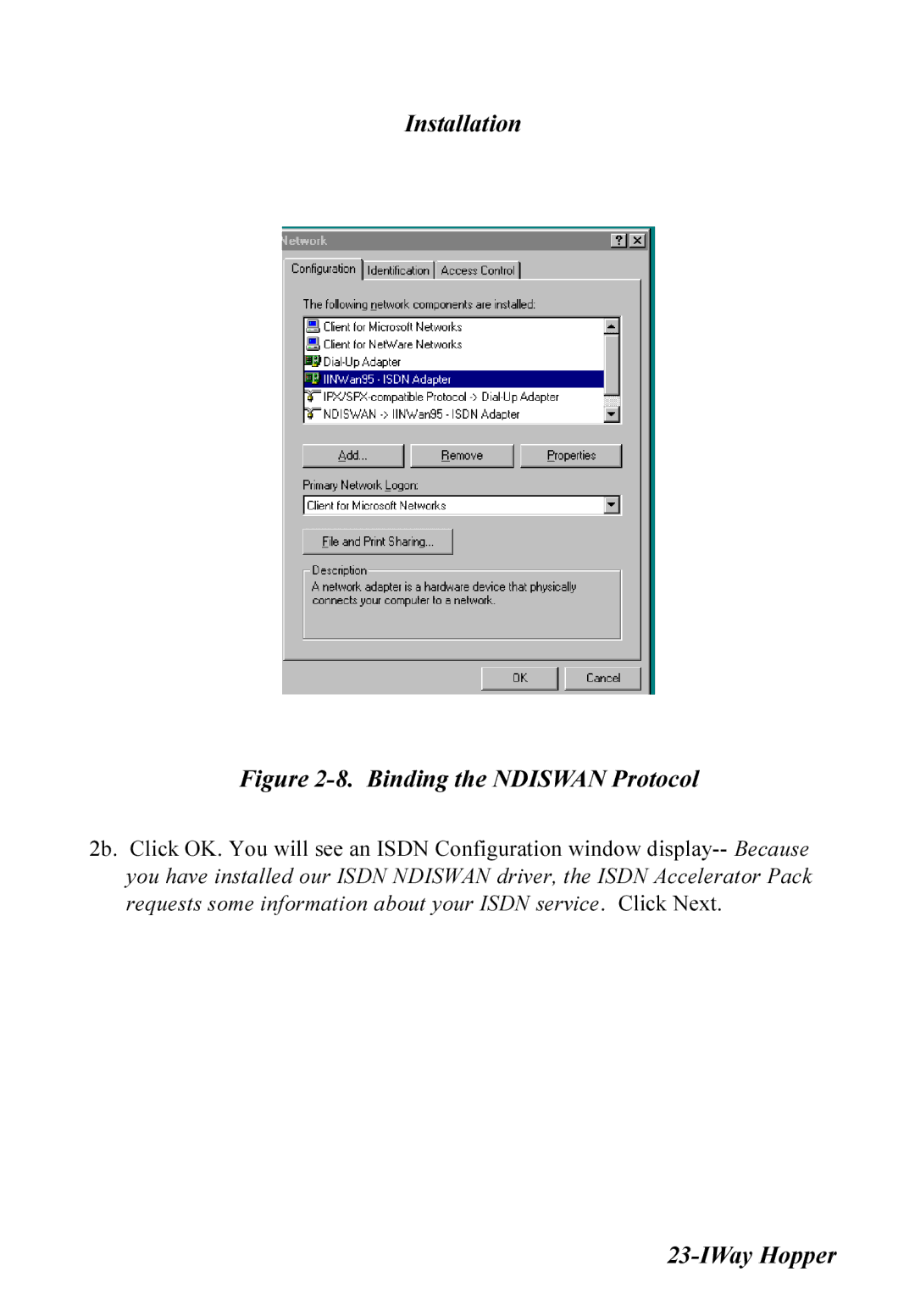 Multitech MT128ISA-UD, MT128ISA-SD, MT128ISA-SV, MT128ISA-UV manual Binding the Ndiswan Protocol 