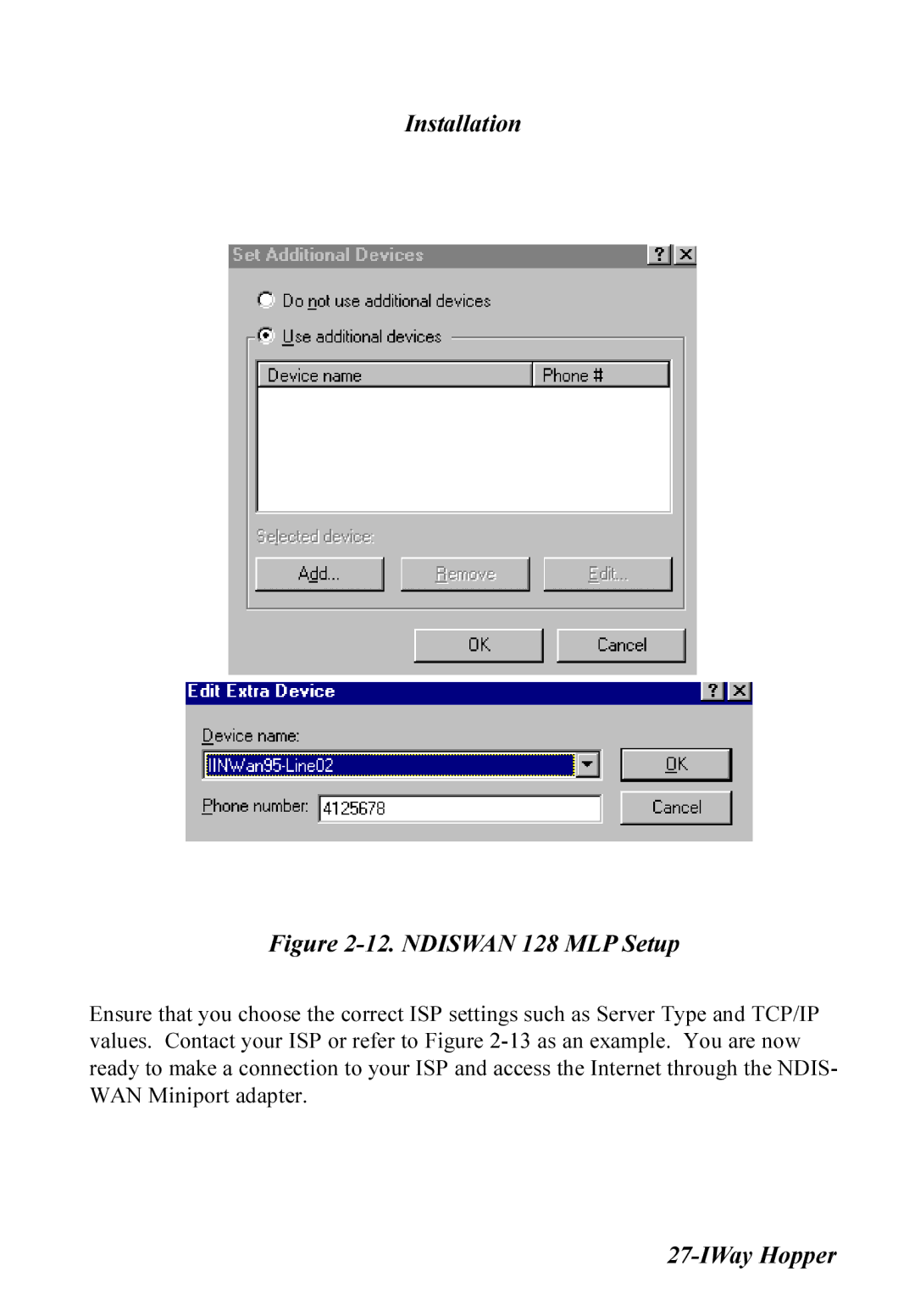 Multitech MT128ISA-UD, MT128ISA-SD, MT128ISA-SV, MT128ISA-UV manual Ndiswan 128 MLP Setup 