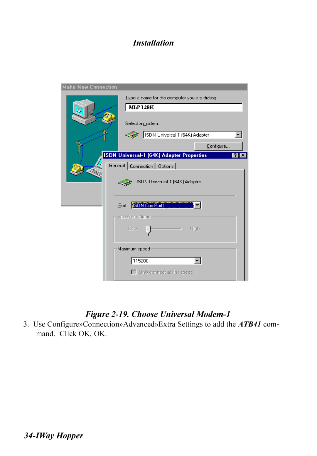 Multitech MT128ISA-UV, MT128ISA-SD, MT128ISA-SV, MT128ISA-UD manual Choose Universal Modem-1 