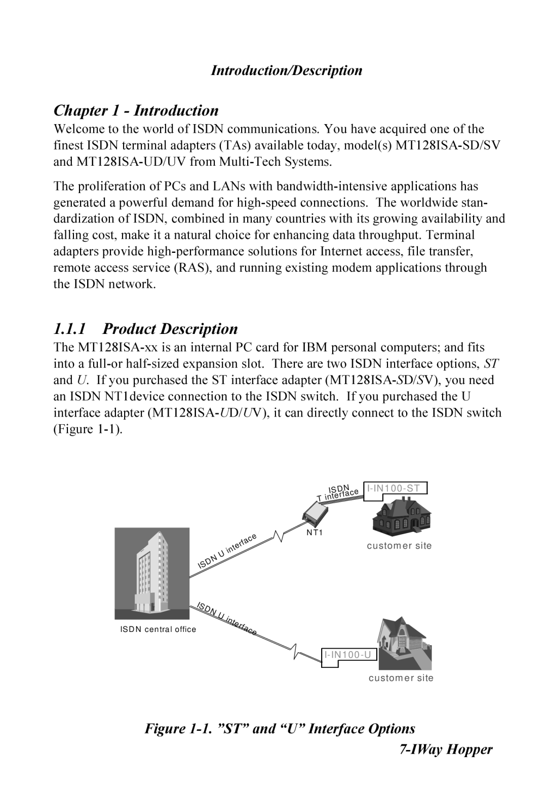 Multitech MT128ISA-UD, MT128ISA-SD, MT128ISA-SV, MT128ISA-UV manual Introduction, Product Description 