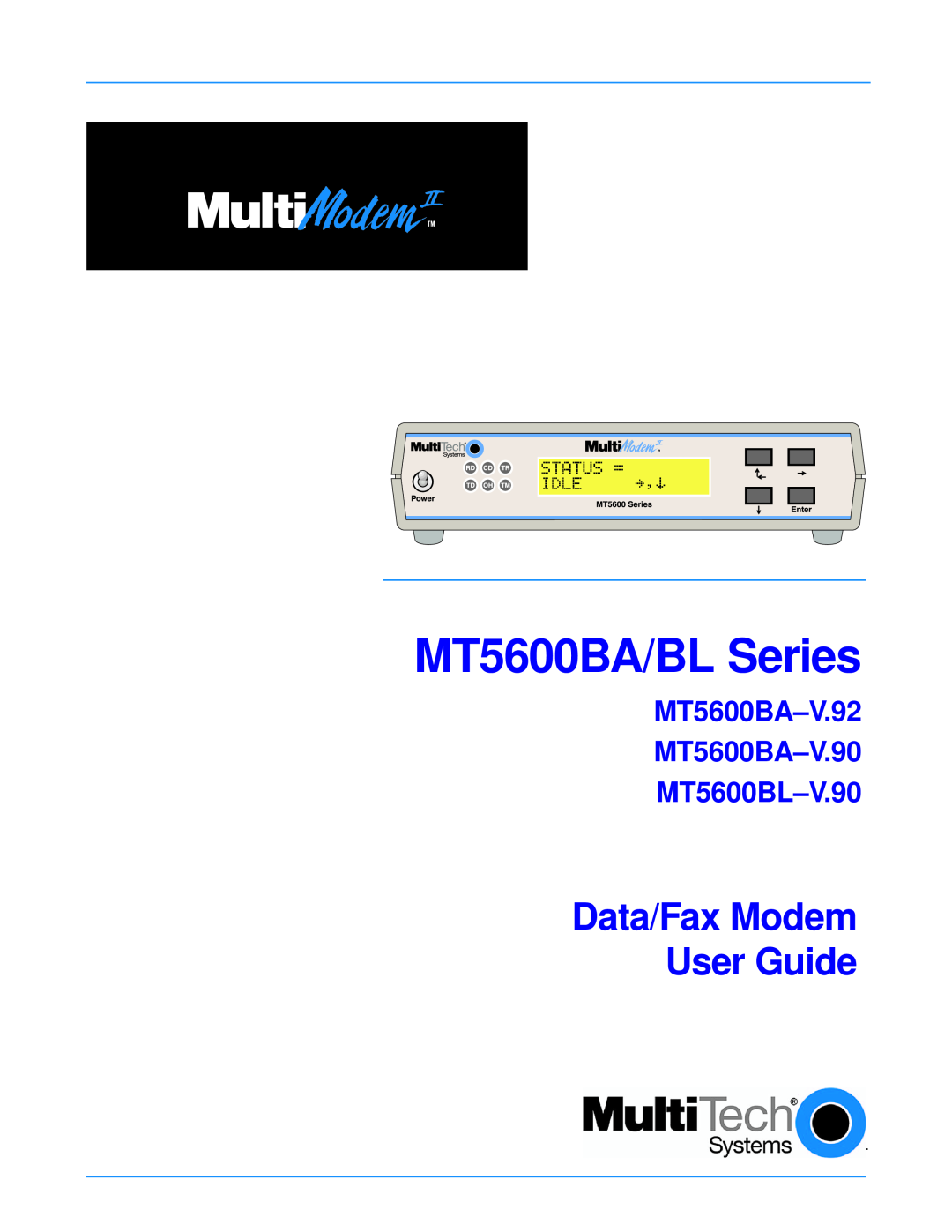Multitech manual MT5600BA/BL Series, Data/Fax Modem User Guide, MT5600BA-V.92 MT5600BA-V.90 MT5600BL-V.90 
