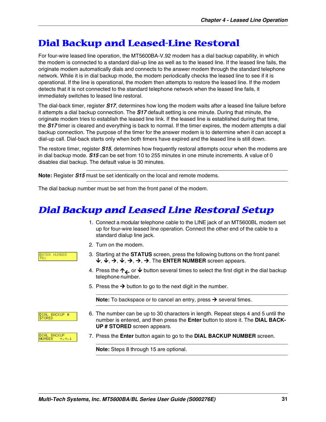 Multitech MT5600BA, MT5600BL manual Dial Backup and Leased-Line Restoral, Dial Backup and Leased Line Restoral Setup 