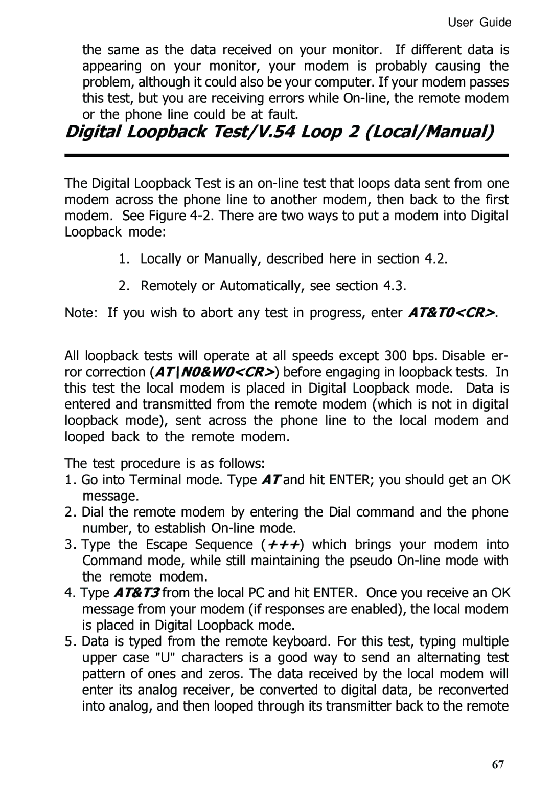 Multitech MT5600ZDXV manual Digital Loopback Test/V.54 Loop 2 Local/Manual 