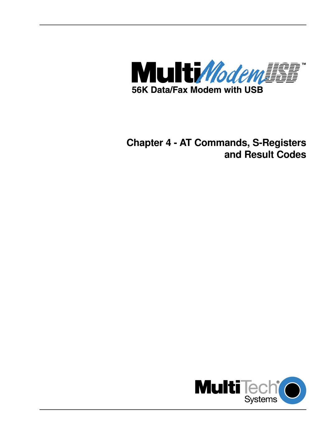 Multitech MT5634ZBA-USB manual AT Commands, S-Registers and Result Codes 