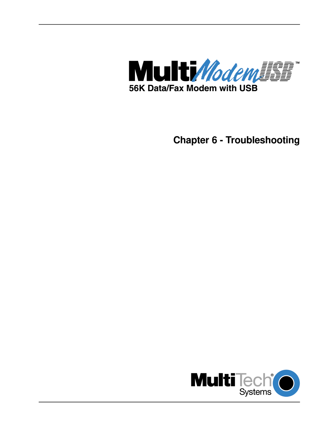 Multitech MT5634ZBA-USB manual Troubleshooting 