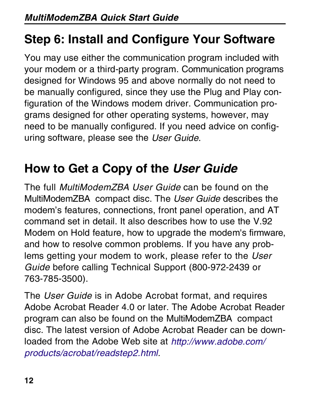Multitech MT5634ZBA-V92 manual Install and Configure Your Software, How to Get a Copy of the User Guide 