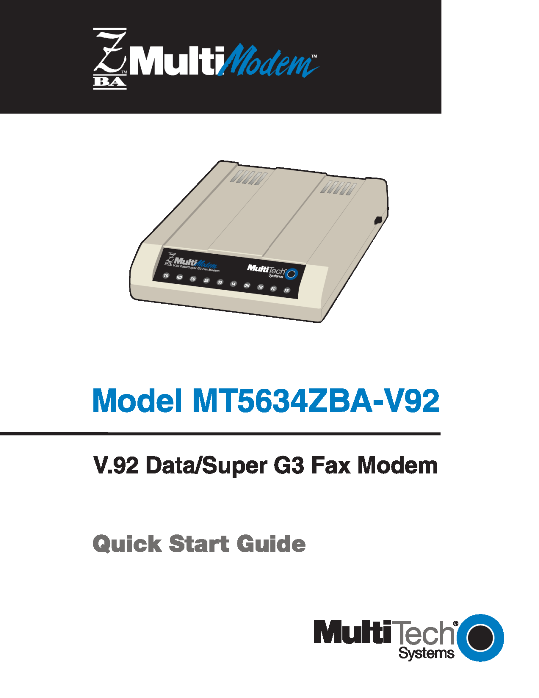 Multitech MT5634ZBA-V92 manual 
