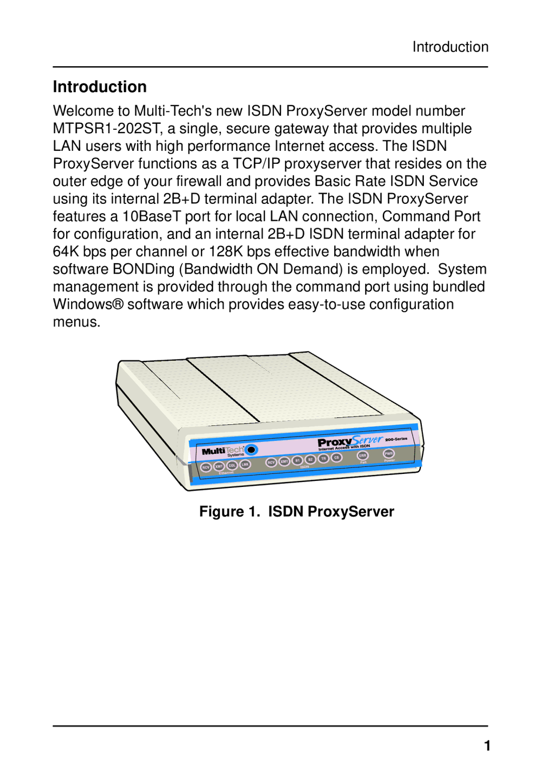 Multitech MTPSR1-202ST quick start Introduction, Isdn ProxyServer 