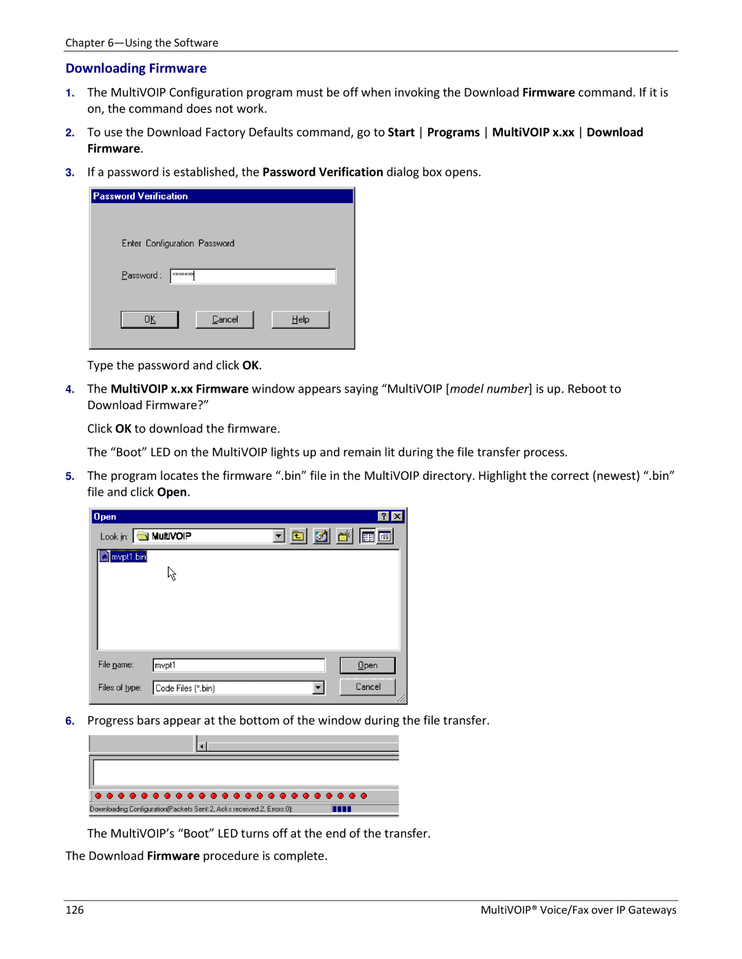 Multitech 810-FX, 810 MVP210, 810-SS MVP210, 410 manual Downloading Firmware, MultiVOIP Voice/Fax over IP Gateways 