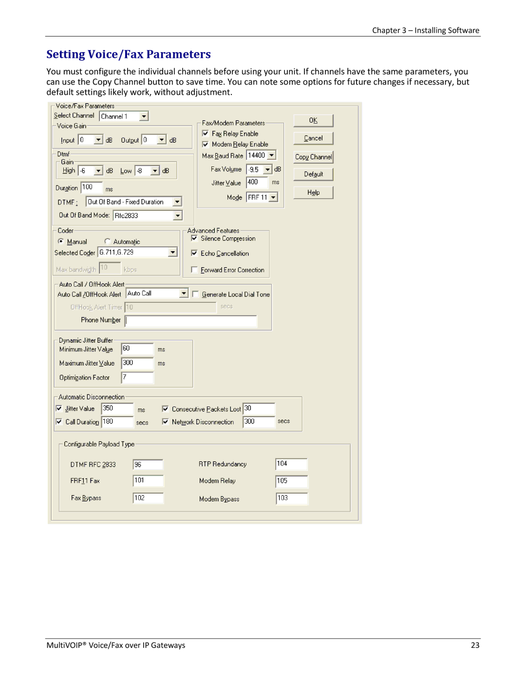 Multitech 810-SS MVP210, 810-FX, 810 MVP210, 410 manual Setting Voice/Fax Parameters 