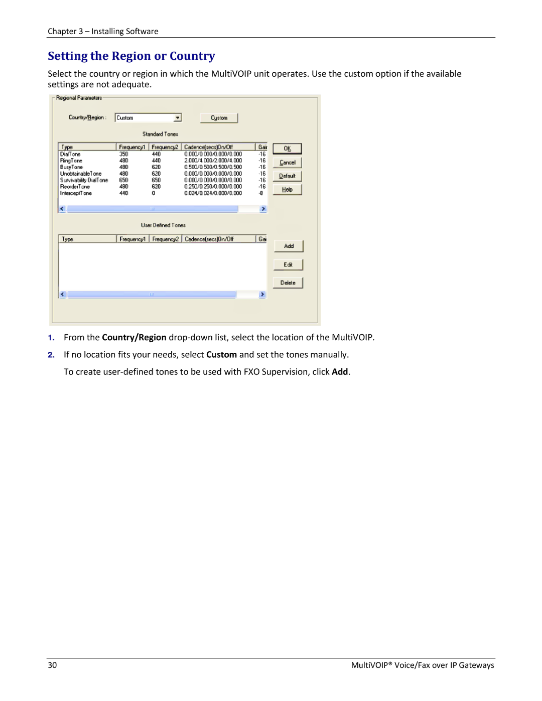 Multitech 810-FX, 810 MVP210, 810-SS MVP210, 410 manual Setting the Region or Country 