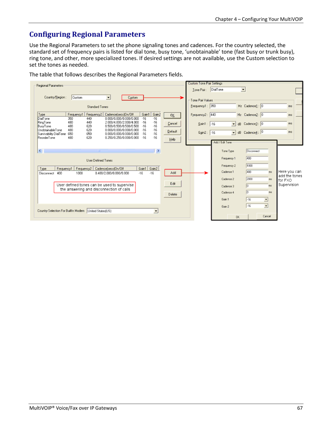 Multitech 810 MVP210, 810-FX, 810-SS MVP210, 410 manual Configuring Regional Parameters 