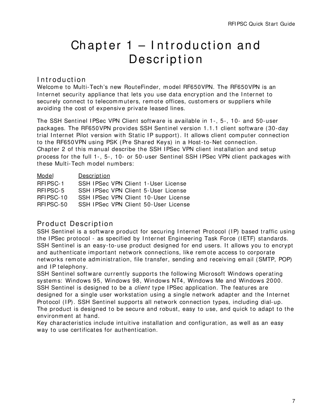 Multitech RFIPSC-10, RFIPSC-50 quick start Introduction, Product Description 