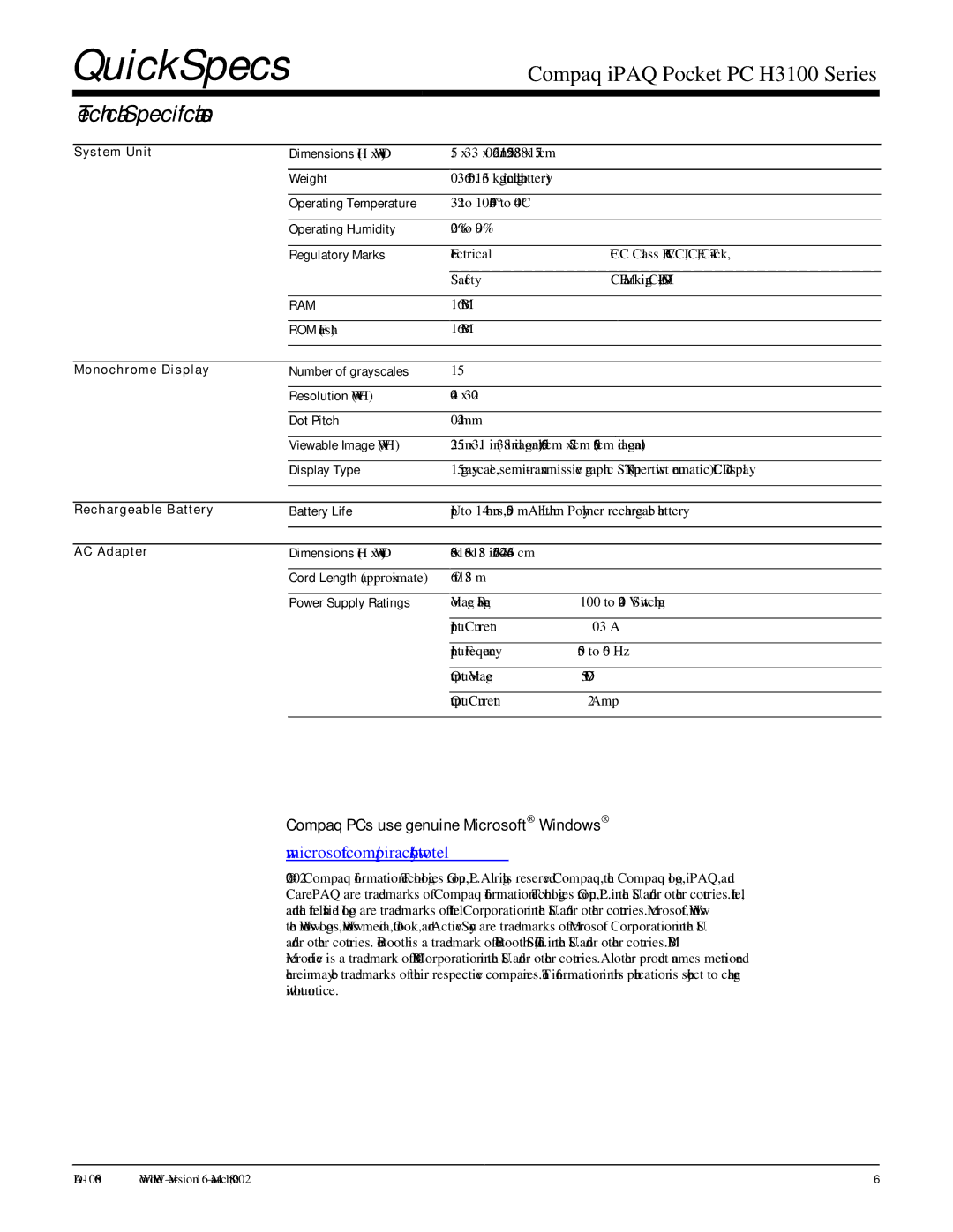 Mum's Creations H3100 warranty Technical Specifications 