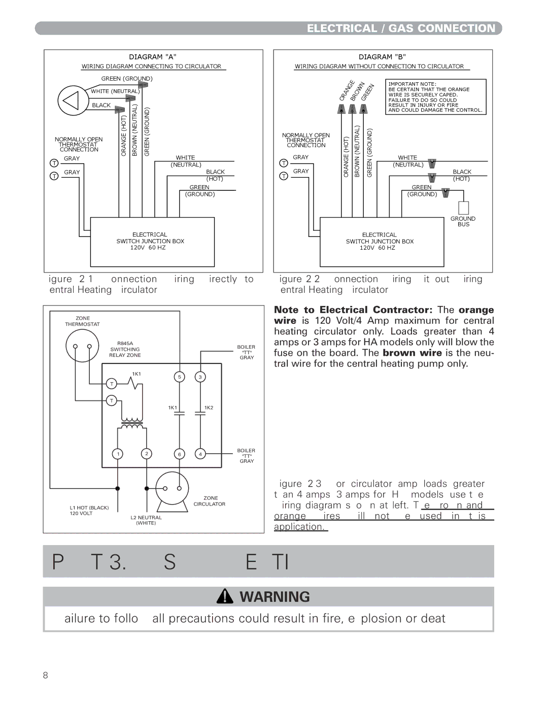 Munchkin 399M manual Part 3. GAS Connection, Electrical / GAS Connection 