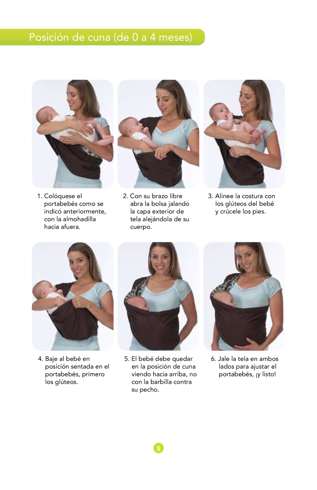 Munchkin Baby Carrier manual Posición de cuna de 0 a 4 meses 