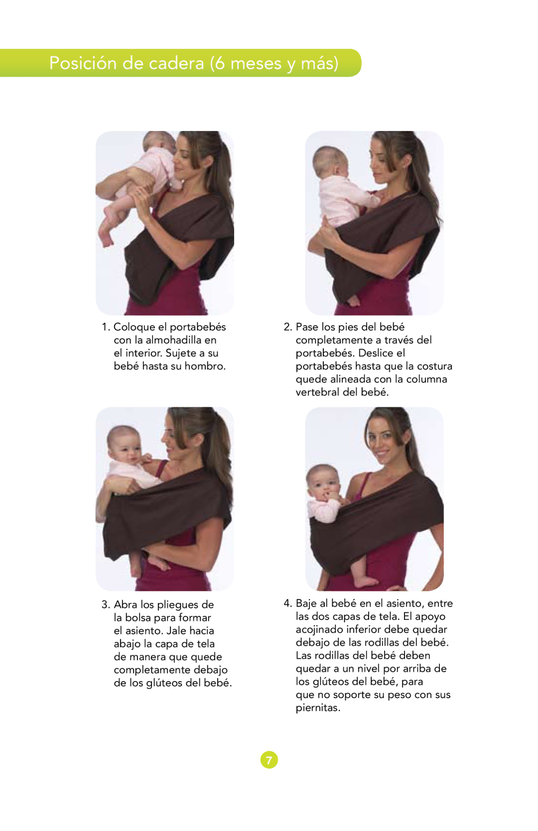 Munchkin Baby Carrier manual Posición de cadera 6 meses y más 