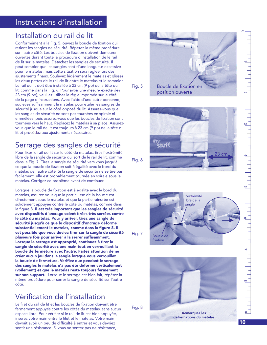 Munchkin Crib instruction manual Instructions d’installation, Installation du rail de lit 