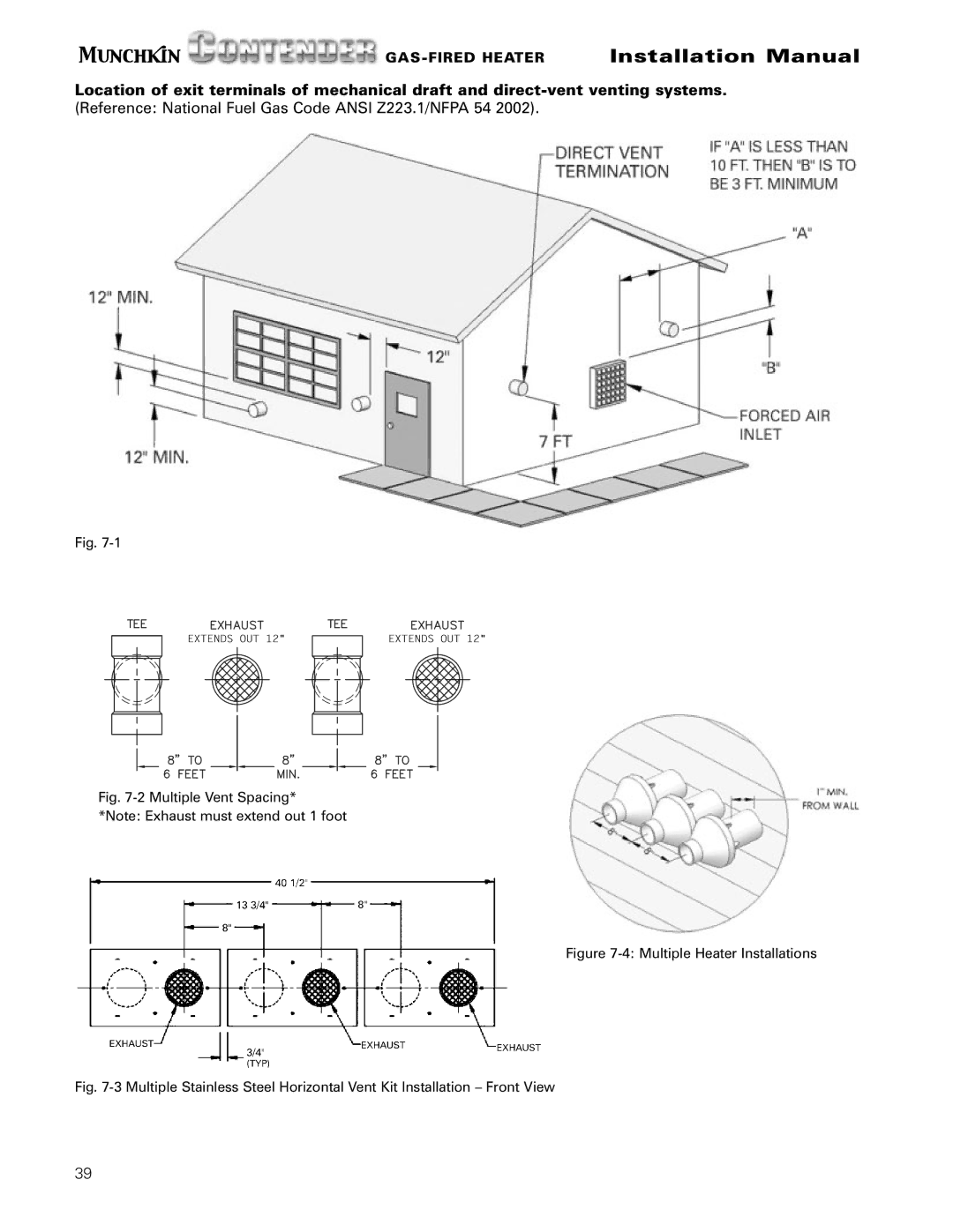 Munchkin Gas-Fired Hot Water Circulating Heater installation manual Reference National Fuel Gas Code Ansi Z223.1/NFPA 54 