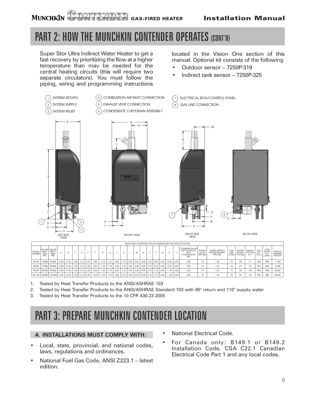 Munchkin Gas-Fired Hot Water Circulating Heater installation manual Part 2 HOW the Munchkin Contender Operates CONT’D 