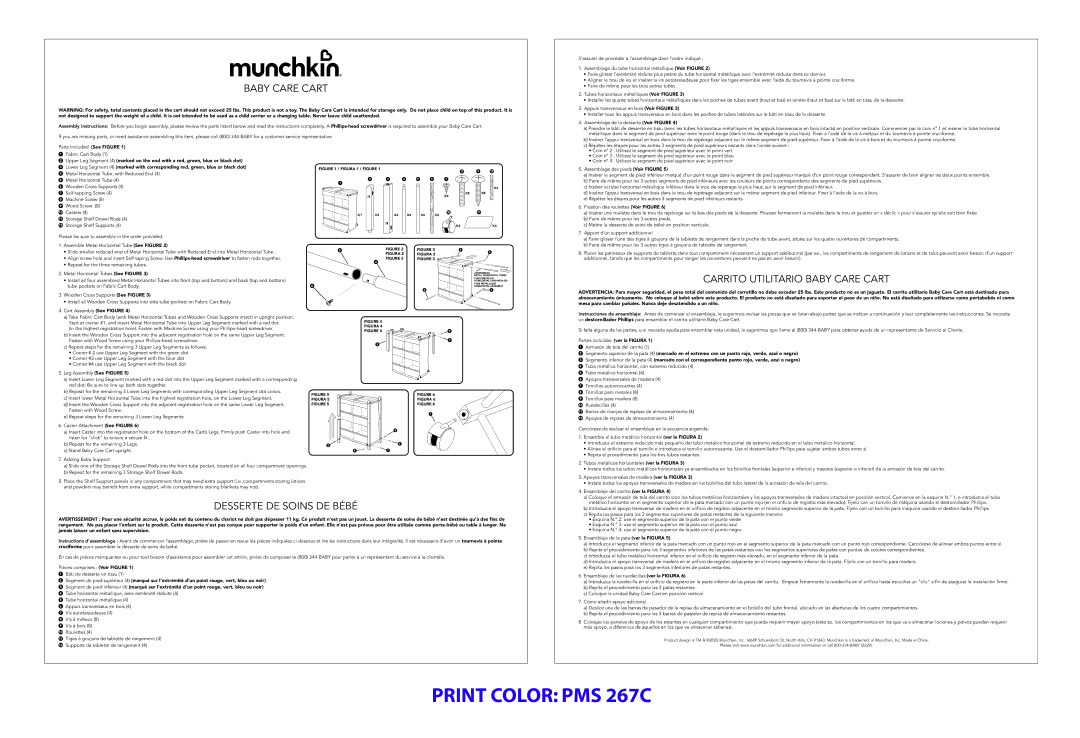 Munchkin Home Care Product manual Carrito Utilitario Baby Care Cart, Desserte DE Soins DE Bébé 