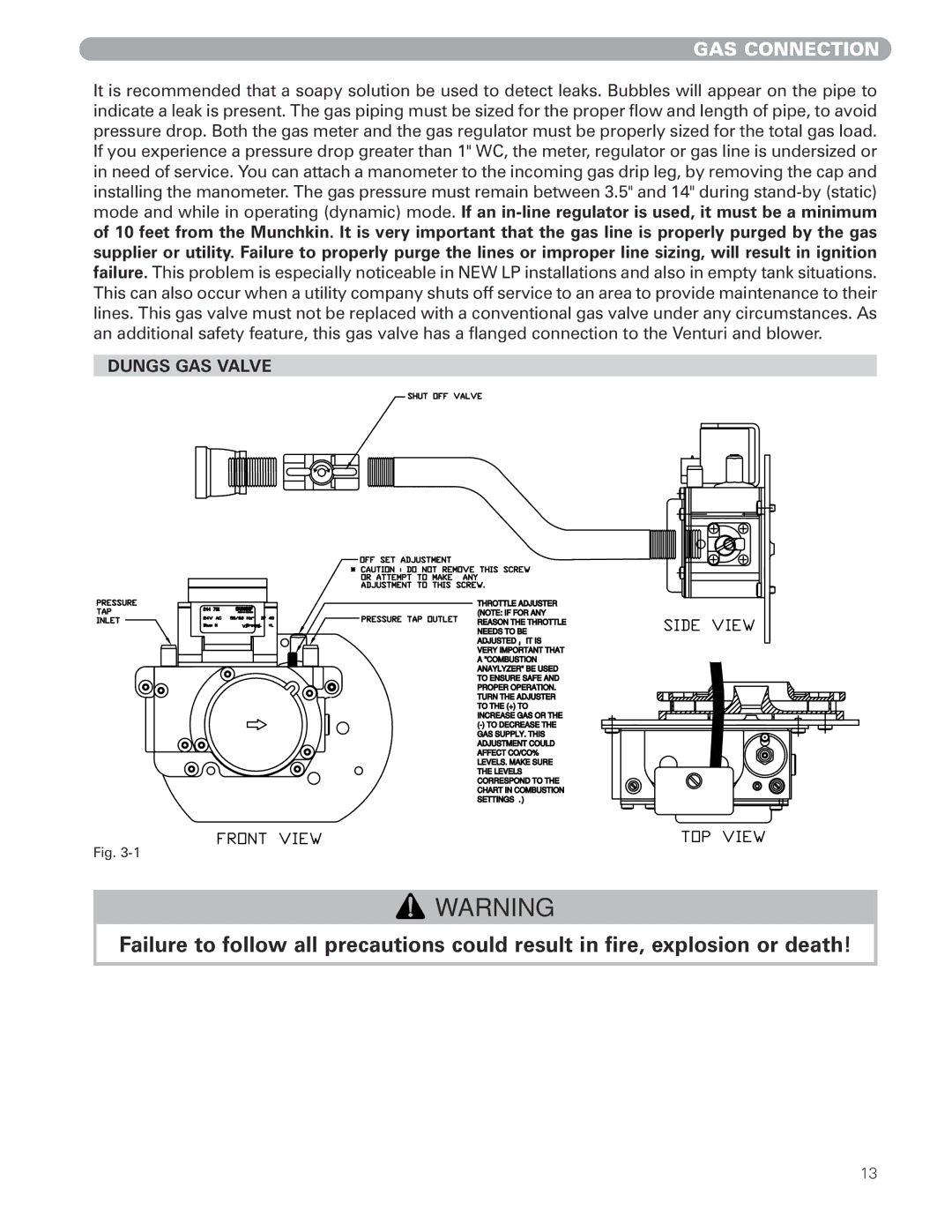 Munchkin MUNCHKIN HIGH EFFICIENCY HEATER with the 925 Controller manual Dungs GAS Valve 