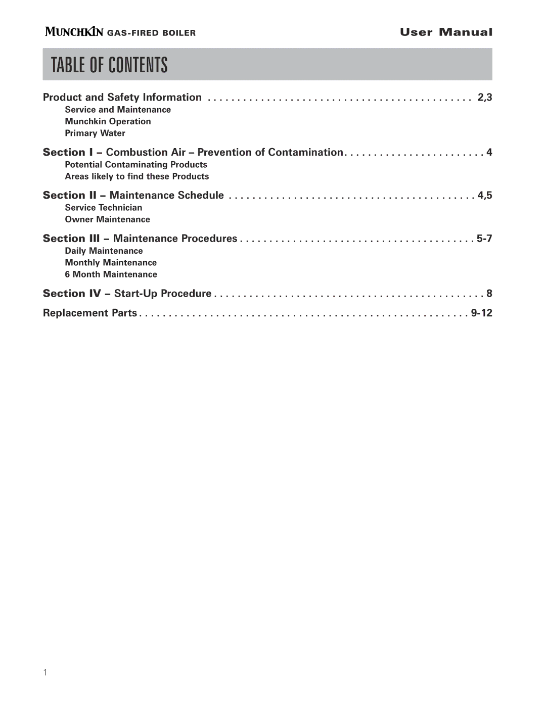 Munchkin pmn user manual Table of Contents 