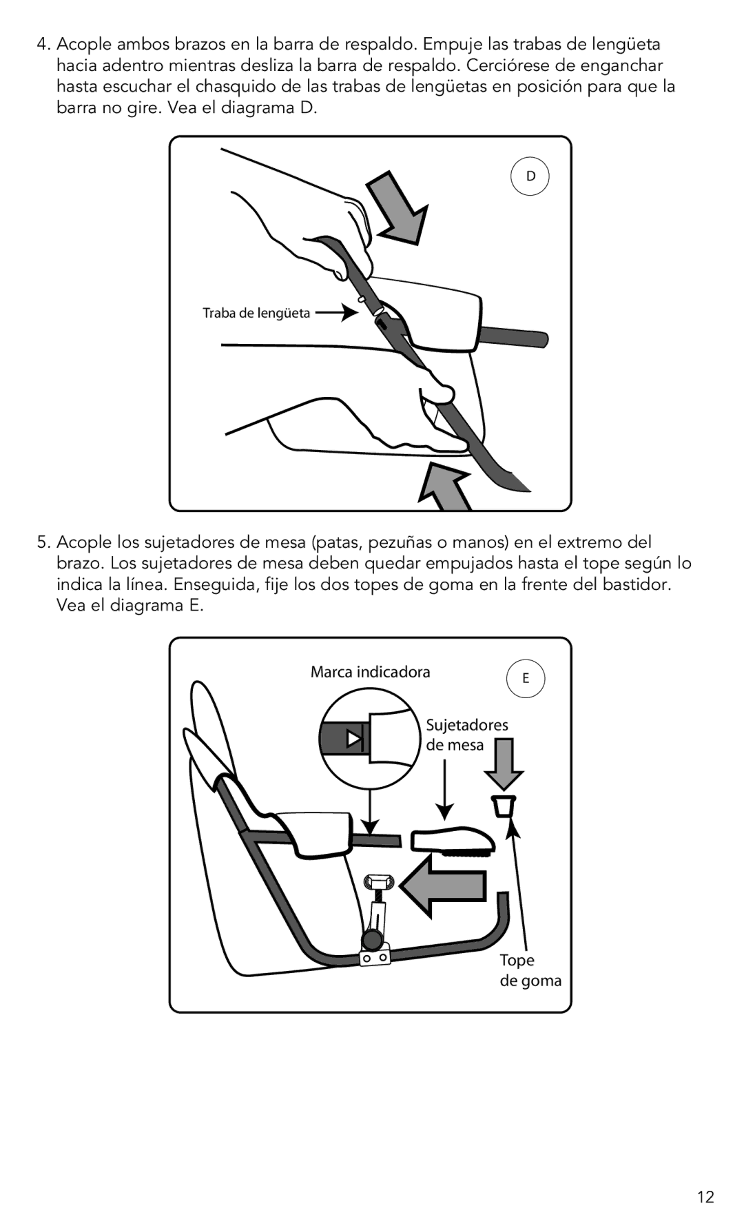 Munchkin Portable Hook-On Chair manual Traba de lengüeta 