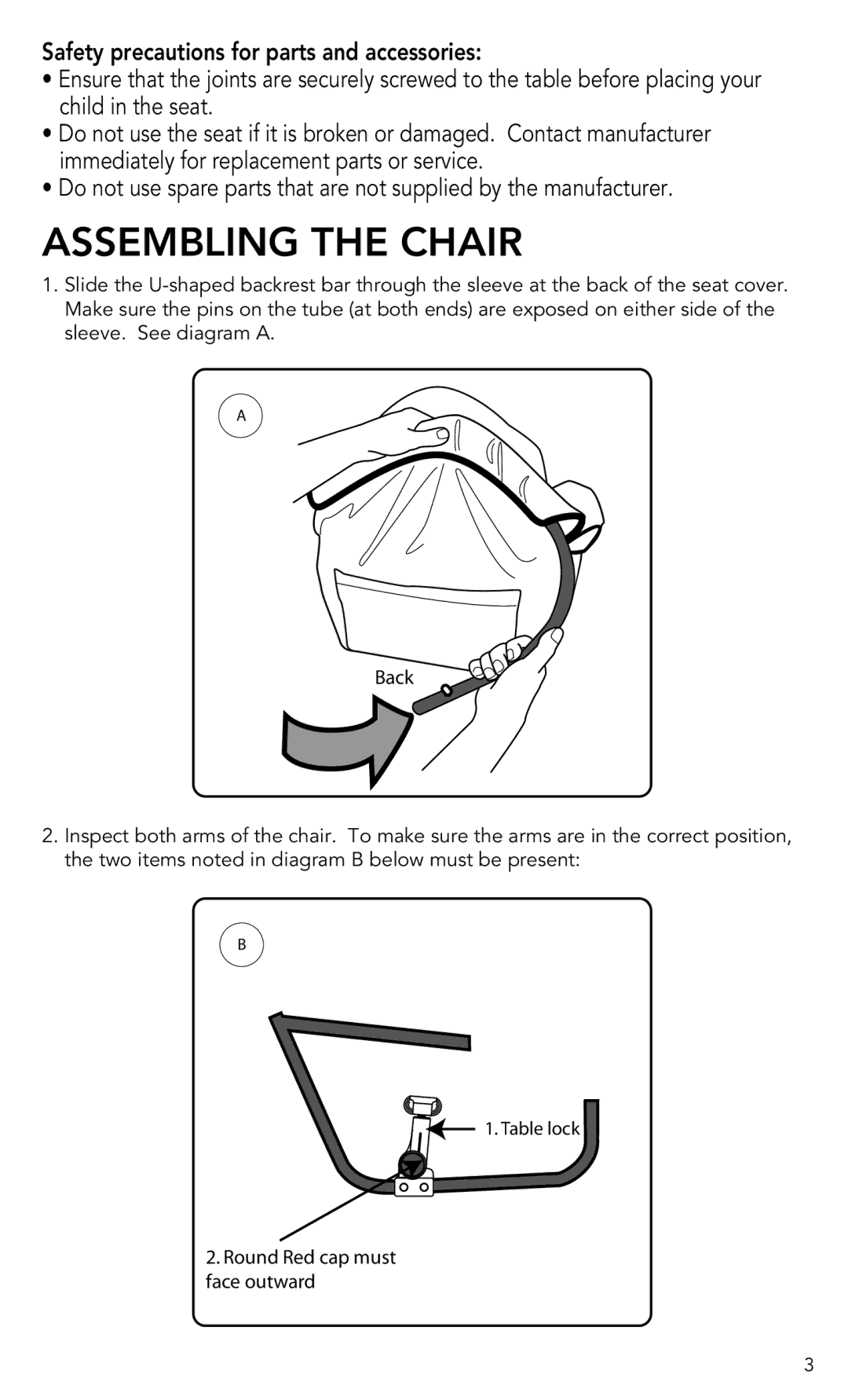 Munchkin Portable Hook-On Chair manual Assembling the Chair 