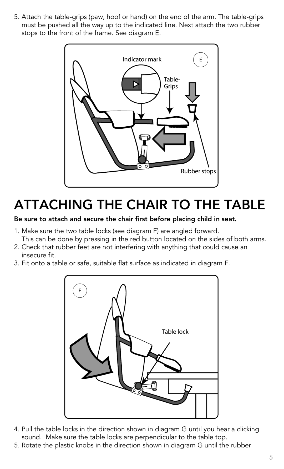 Munchkin Portable Hook-On Chair manual Attaching the Chair to the Table 