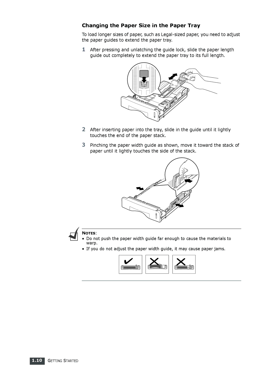 Muratec F-112 user manual Changing the Paper Size in the Paper Tray 